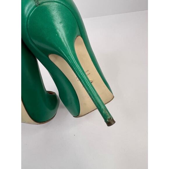 SERGIO ROSSI Green Leather 4 Inch Heel Shoes Size 5.5 (EU 36) - Picture 7 of 14